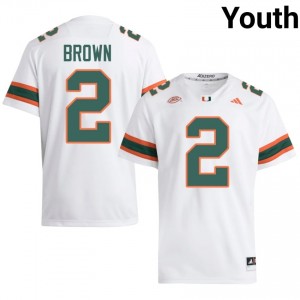 UM Canes Damari Brown #2 White Jersey | Genuine Stitched NCAA Football Youth Apparel 88443311