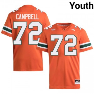 Miami Demetrius Campbell #72 Orange Jersey | Essential Embroidery NCAA Football Youth Apparel 10401476