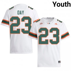 UM Canes Dylan Day #23 White Jersey | Genuine Stitched NCAA Football Youth Apparel 58113468