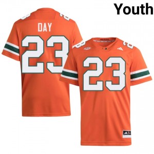 Dylan Day #23 UM Hurricanes Jersey | Pro-Grade Orange College Football Youth Embroidery 10812334