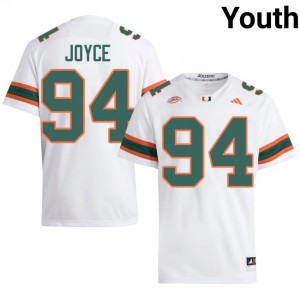 Durable Dylan Joyce #94 UM Hurricanes White Jersey | Youth University Football Stitched Fan Gear 55917896