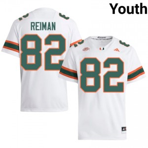 Dylan Reiman #82 UM Hurricanes Jersey | Pro-Grade White College Football Youth Stitched 20639428