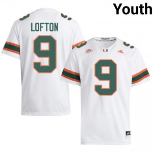 White Elija Lofton #9 Hurricanes Jersey | Youth High School Football Moisture Wicking Stitched 98407193