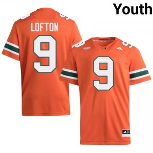 #9 Elija Lofton Miami Hurricanes Orange Jersey | Classic Embroidery Youth Player Football Gear 76675178