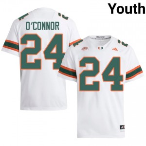 Ethan O'Connor #24 UM Hurricanes Jersey | Exclusive White College Football Youth Stitched 57561486