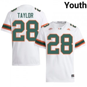 #28 Isaiah Taylor Hurricanes White Jersey | Alumni Stitched Youth Player Football Gear 67665513