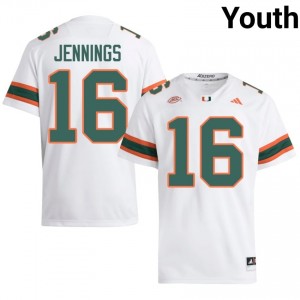 Elite Thread Ja'Boree Antoine #16 Miami Canes White Jersey | Youth University Football Stitched Fan Gear 65996906