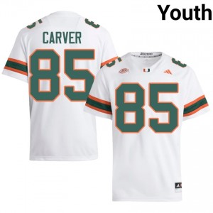 White Jackson Carver #85 Canes Jersey | Youth High School Football Fresh Stitched 75805921