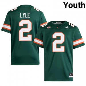 Jordan Lyle #2 UM Hurricanes Jersey | Pro-Grade Green College Football Youth Swen 73933031