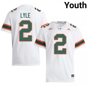 Jordan Lyle #2 UM Hurricanes Jersey | Exclusive White College Football Youth Stitched 99341315
