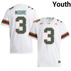 Officially Licensed Joshua Moore #3 Miami Canes White Jersey | Youth University Football Stitched Fan Gear 58963974