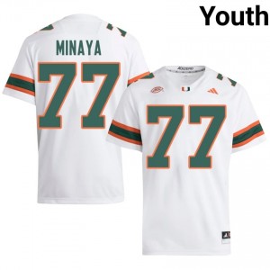 Top-Tier Juan Minaya #77 UM Hurricanes White Jersey | Youth University Football Stitched Fan Gear 64757380