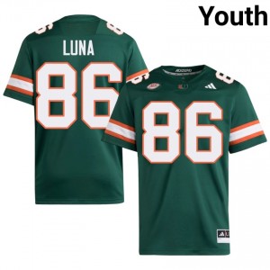 Officially Licensed Kolby Luna #86 Miami Canes Green Jersey | Youth University Football Stitch Fan Gear 19330596