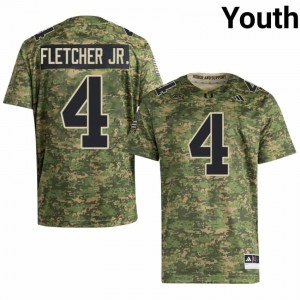Elite Thread Mark Fletcher Jr. #4 Miami Canes Camo Jersey | Youth University Football Stitch Fan Gear 23489477