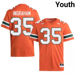 UM Canes Monroe Ingraham #35 Orange Jersey | Genuine Embroidery NCAA Football Youth Apparel 73360181