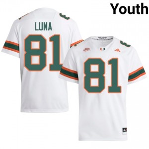 UM Canes Riply Luna #81 White Jersey | Pro Cut Stitched NCAA Football Youth Apparel 22663681