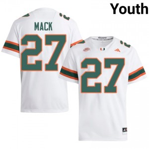 White Ryan Mack #27 Canes Jersey | Youth High School Football Limited Stitched 23246797