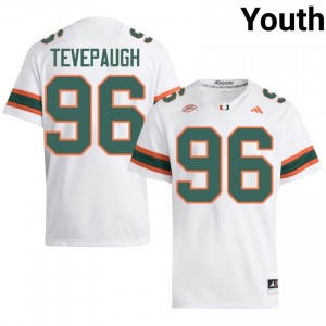 White Tucker Tevepaugh #96 Hurricanes Jersey | Youth High School Football Licensed Stitched 24541773