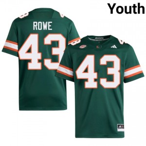 Miami Tyler Rowe #43 Green Jersey | Essential Swen NCAA Football Youth Apparel 55989654