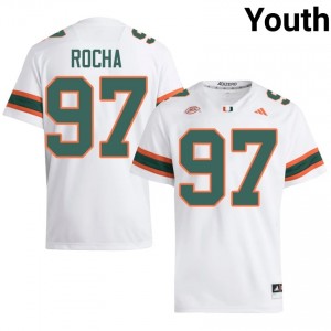 #97 Will Rocha Miami Hurricanes White Jersey | Classic Stitched Youth Player Football Gear 37880650