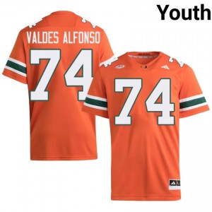 Yerovi Valdes Alfonso #74 Miami Hurricanes Jersey | Gameday Orange College Football Youth Embroidery 34812766