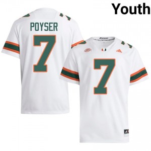 Top-Tier Zechariah Poyser #7 UM Hurricanes White Jersey | Youth University Football Stitched Fan Gear 25972019