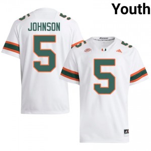 #5 Andre Johnson Hurricanes White Jersey | Alumni Stitched Youth Player Football Gear 14338677