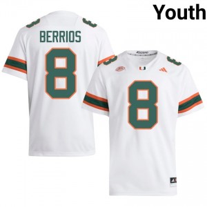 White Braxton Berrios #8 Hurricanes Jersey | Youth High School Football Moisture Wicking Stitched 72706470
