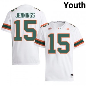 #15 Brody Jennings Miami Hurricanes White Jersey | Classic Stitched Youth Player Football Gear 16962742