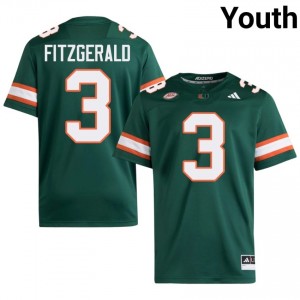 UM Canes Bryce Fitzgerald #3 Green Jersey | Pro Cut Stitch NCAA Football Youth Apparel 34451332
