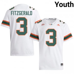 Bryce Fitzgerald #3 Miami Hurricanes Jersey | Iconic White College Football Youth Stitched 47619443