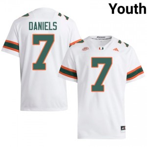 Top-Tier CJ Daniels #7 UM Hurricanes White Jersey | Youth University Football Stitched Fan Gear 53637422
