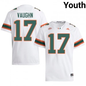 UM Canes Cam Vaughn #17 White Jersey | Genuine Stitched NCAA Football Youth Apparel 55458092