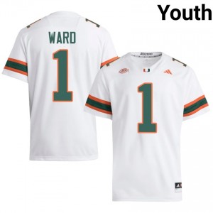 #1 Cam Ward Miami Hurricanes White Jersey | Elite Stitched Youth Player Football Gear 76576634