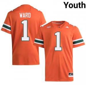 UM Canes Cam Ward #1 Orange Jersey | Genuine Embroidery NCAA Football Youth Apparel 66126367
