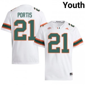 Miami Camdin Portis #21 White Jersey | Premium Stitched NCAA Football Youth Apparel 41755577