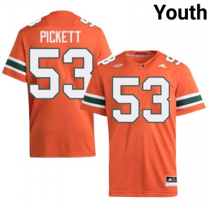 Orange Canon Pickett #53 Hurricanes Jersey | Youth High School Football Moisture Wicking Embroidery 66076894