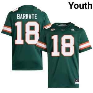 Miami Cooper Barkate #18 Green Jersey | Essential Swen NCAA Football Youth Apparel 41455275