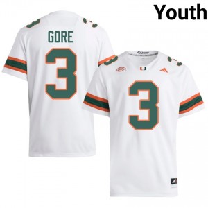 Frank Gore #3 Miami Hurricanes Jersey | Gameday White College Football Youth Stitched 10349729