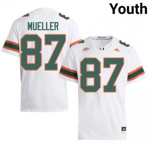 White Gavin Mueller #87 Hurricanes Jersey | Youth High School Football Moisture Wicking Stitched 16581607