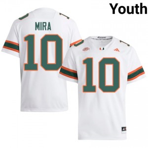 White George Mira #10 Canes Jersey | Youth High School Football Fresh Stitched 16584063