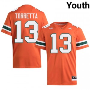 Gino Torretta #13 UM Hurricanes Jersey | Pro-Grade Orange College Football Youth Embroidery 32319249