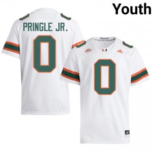 White Girard Pringle Jr. #0 Canes Jersey | Youth High School Football Limited Stitched 70033871