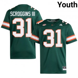 #31 Herbert Scroggins III Hurricanes Green Jersey | Alumni Stitch Youth Player Football Gear 54746889