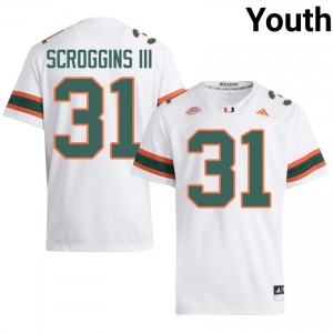 White Herbert Scroggins III #31 Hurricanes Jersey | Youth High School Football Moisture Wicking Stitched 90728557