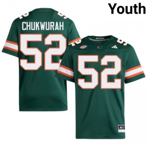 UM Canes Isaac Chukwurah #52 Green Jersey | Genuine Stitch NCAA Football Youth Apparel 83132944