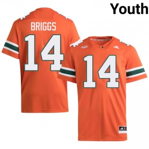 #14 Israel Briggs Miami Hurricanes Orange Jersey | Elite Embroidery Youth Player Football Gear 21431365