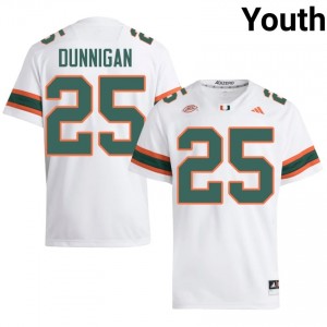 Top-Tier JJ Dunnigan #25 UM Hurricanes White Jersey | Youth University Football Stitched Fan Gear 63531007