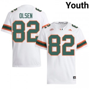 Jack Olsen #82 Miami Hurricanes Jersey | Iconic White College Football Youth Stitched 49213467