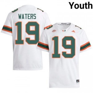 White Jaelen Waters #19 Canes Jersey | Youth High School Football Limited Stitched 58143541